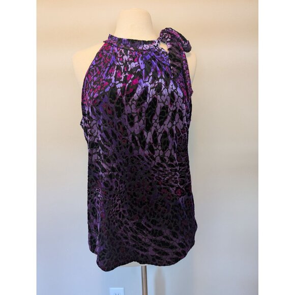 Style & CO. XL Iridescent Velvet Sleeveless Animal Print Blouse Burnout - Picture 1 of 3